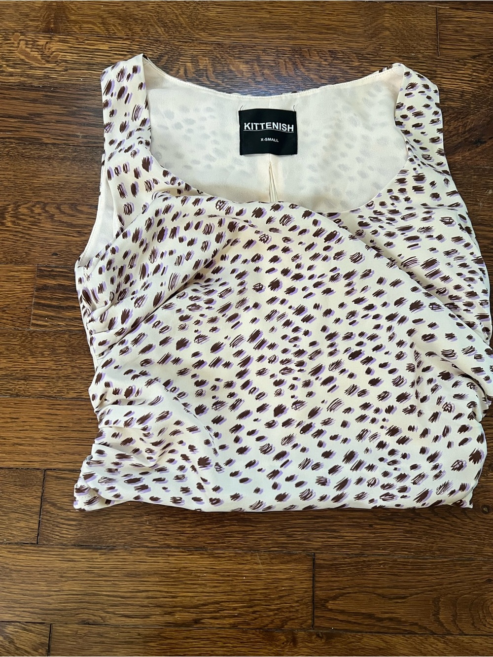 Kittenish Cream Tank with Brown Spot Print